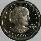 1980 S Susan B Anthony Dollar SBA 1 S Mintmarked PROOF BU 2 coin LOT