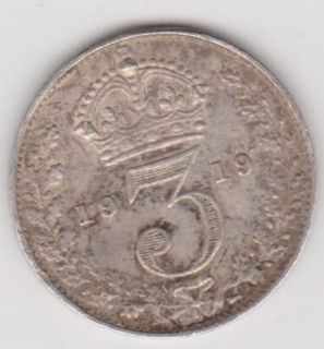 1919 silver great britain three pence about uncirculated time left