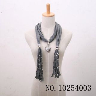 1pcs love heart pendant scarves with jewelry beads Tassels Gray for 