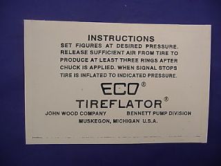 eco 97 98 air meter tireflator instruction decal 