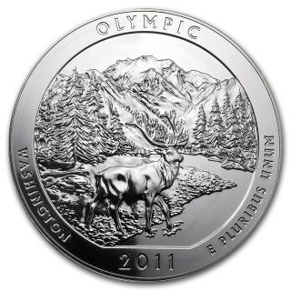 2011 5 oz Silver ATB Coin Olympic, WA   America the Beautiful