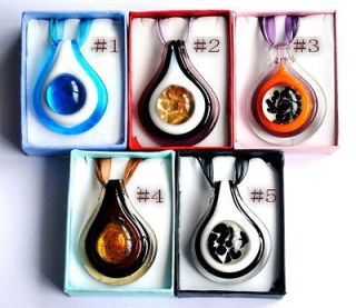 Evil Eye Drop 46*60MM Lampwork Glass Pendant Necklace Handmade 