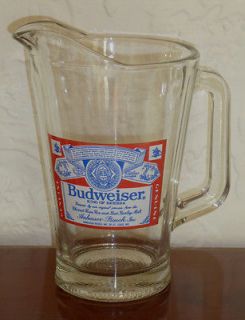 Budweiser Beer Anheuser Busch King of Beers Red White Blue Label Glass 