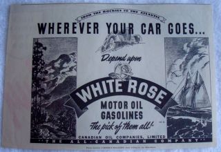 1941 WHITE ROSE MOTOR OIL GAS PETROLEUM CANADA AD GASOLINES ROCKIES 