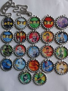   Lego ninjago inspired bottle cap 24 ball chain necklaces party favors