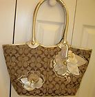 STUNNING COACH BLEEKER FLORAL TOTE WITH GOLD METALIC TRIM & HANDLES 
