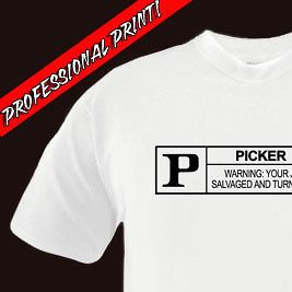 Rated P PICKER mike American by artist frank Pickers Tshirt = L