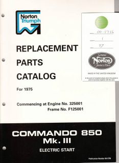 norton commando 850 mk 3 oem factory parts manual nos