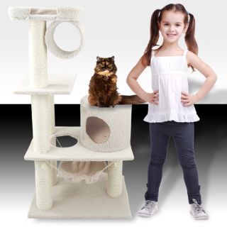   47 Level Condo Furniture Scratching Post Pet House Cream Play Toy