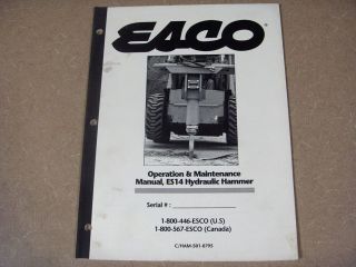 esco es14 hammer owners maintenance service manual 