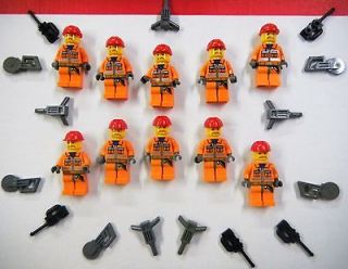 LEGO   Lot of 10 Orange Construction Minifigures men Minifigs figures 