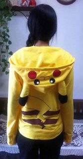 Pikachu Hoodie Anime Pokemon Cosplay Jacket Top Coat Unisex SIZES 