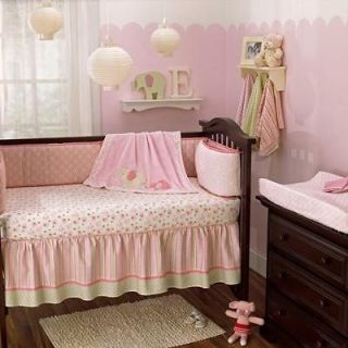 Pink Elephant Cheap Nursery Baby Girl Crib Bedding Set Animal Themed 