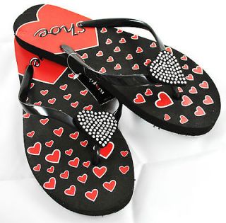 Style & Co. Womens Shoe Love Heart Design Flip Flops Size 8M Black 