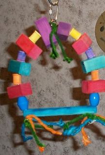 Small Parrot Wood Swing, Toys, Wood, Rope, Parrot, Medium Beads,