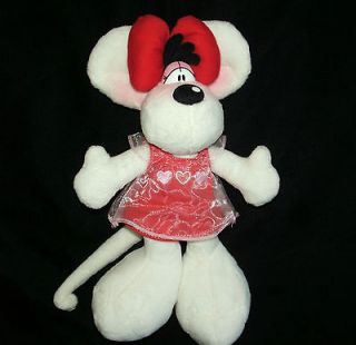 13 DIDDLINA MOUSE DOLL Plush Soft PINK & RED DRESS HEARTS Thomas 