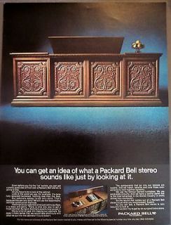 original 1969 vintage Ad Packard Bell stereo in wooden cabinet