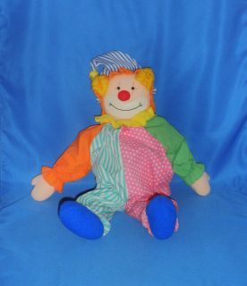   Cloth Clown Rag Doll CHUCKLES Rare Plush Stuffed Animal Vtg Toy #1039
