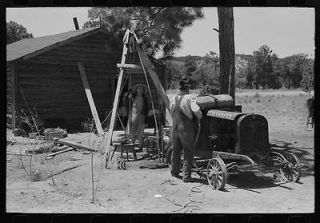   ,his wife drilling water well with cable tools,Pie Town,New Mexico