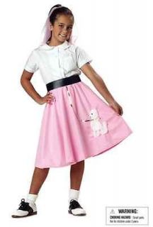 Girls Child 1950s 50s Pink Costume Poodle Skirt W/ Poodle Patch