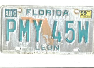 1999 FLORIDA~PMY 45W~LEON COUNTY~YELLOW MAP~LICENSE PLATE~TAG