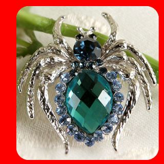 New Spider Brooch pin Beautiful Fashion Jewelry Blue Crystals 