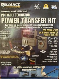RELIANCE CONTROLS PORTABLE GENERATOR POWER TRANSFER SWITCH KIT 3006HDK 
