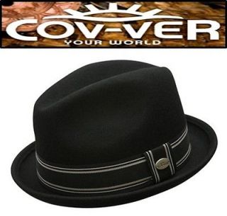 NEW Cov ver Hats Mens 1.5 Brim CRUSHABLE 100% WOOL Fedora Trilby Hat 