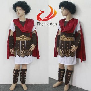 Boys Roman Warrior Soldier Fancy Dress Kids Gladiator Cosplay Costume 