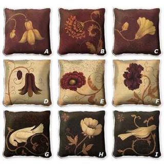 chenille earth tones floral bird tapesty throw pillow more options