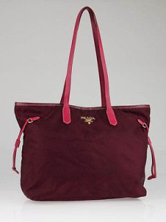 prada pink nylon and saffiano leather tote bag br4001