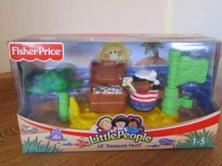 Fisher Price Little People lil treasure hunt sea turtle chest gold 