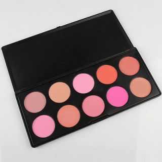 Pro 10 Colors Blusher Makeup Cosmetic Blush Powder Palette Pink Rose 