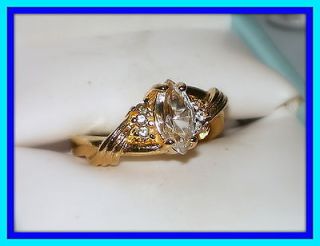   18K GOLD GP CLEAR RHINESTONE ANNIVERSARY PROMISE BAND RING~SZ 7~NOS