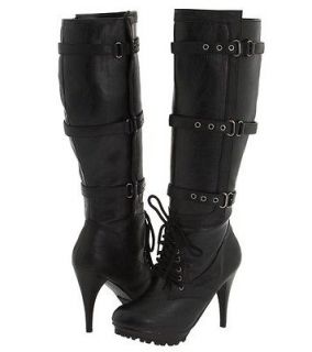 175 PROMISCUOUS Knee High Platform Buckle Boots Slouch pirate 