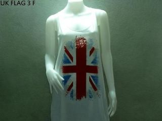 UK Flag Tank Top Woman Dress Shirt Hip Hop Rock R&B Indie Punk White 