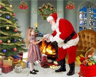   Digital Photo backgrounds baby Holiday Santa Claus Backdrops Props