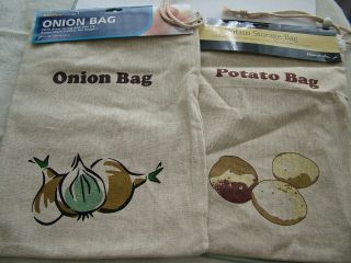 Potato /Onion Storage Bag Drawstring Top Zip Side Pocket Blackout 