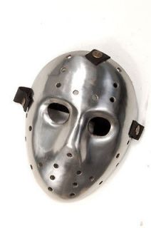 jasons polished steel hockey mask with straps and liner from