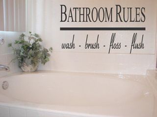 BATHROOM RULES ~ Vinyl Wall Quote Sticker Art Inspirational Decal 