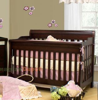 in 1 ASPEN SOLID WOOD CHERRY CONVERTIBLE BABY CRIB TODDLER RAIL 