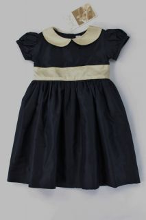 Rachel Riley baby girl dress black beige silk combination size 2