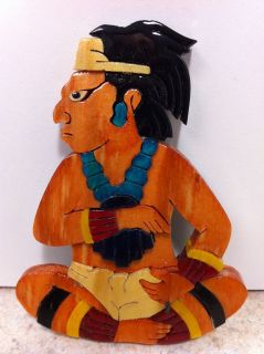 aztec mayan palenque man wooden art fridge magnet decor time