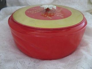 VINTAGE AVON RED GLASS, GOLD AND SILVER POWDER MID CENTURY BOX
