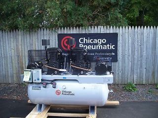 Chicago Pneumatic 20hp Duplex Air Compressor 120 gal. horizontal