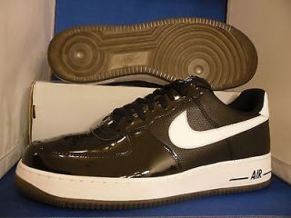 Nike Air Force 1 07 Low SZ 14 BLACK PATENT LEATHER WHITE ( 315122 047 