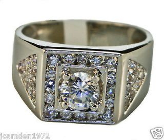   carat lab created Diamond MENS ring Platinum Overlay size 12