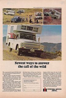   HARVESTER PICKUP TRUCK WITH SCOUT CAMPER ~ RARE PRINT AD