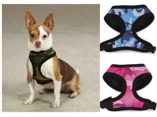 ANY COLOR & SIZE   CAMO PRINT   SOFT DOG HARNESS   PINK GREEN BLUE