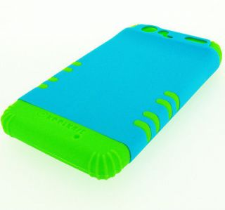 Hybrid Lime Green Silicone Case+Blue Cover For Verizon Motorola Droid 